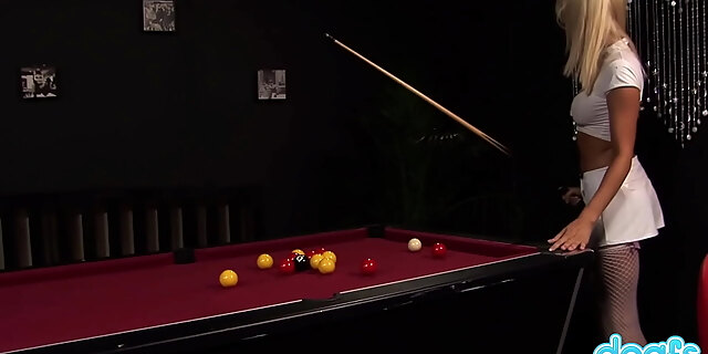 blonde,blowjob,busty,cowgirl,cum in mouth,cumshot,doggystyle,facial,fishnet,licking,natural tits,pool,shaved pussy,table
